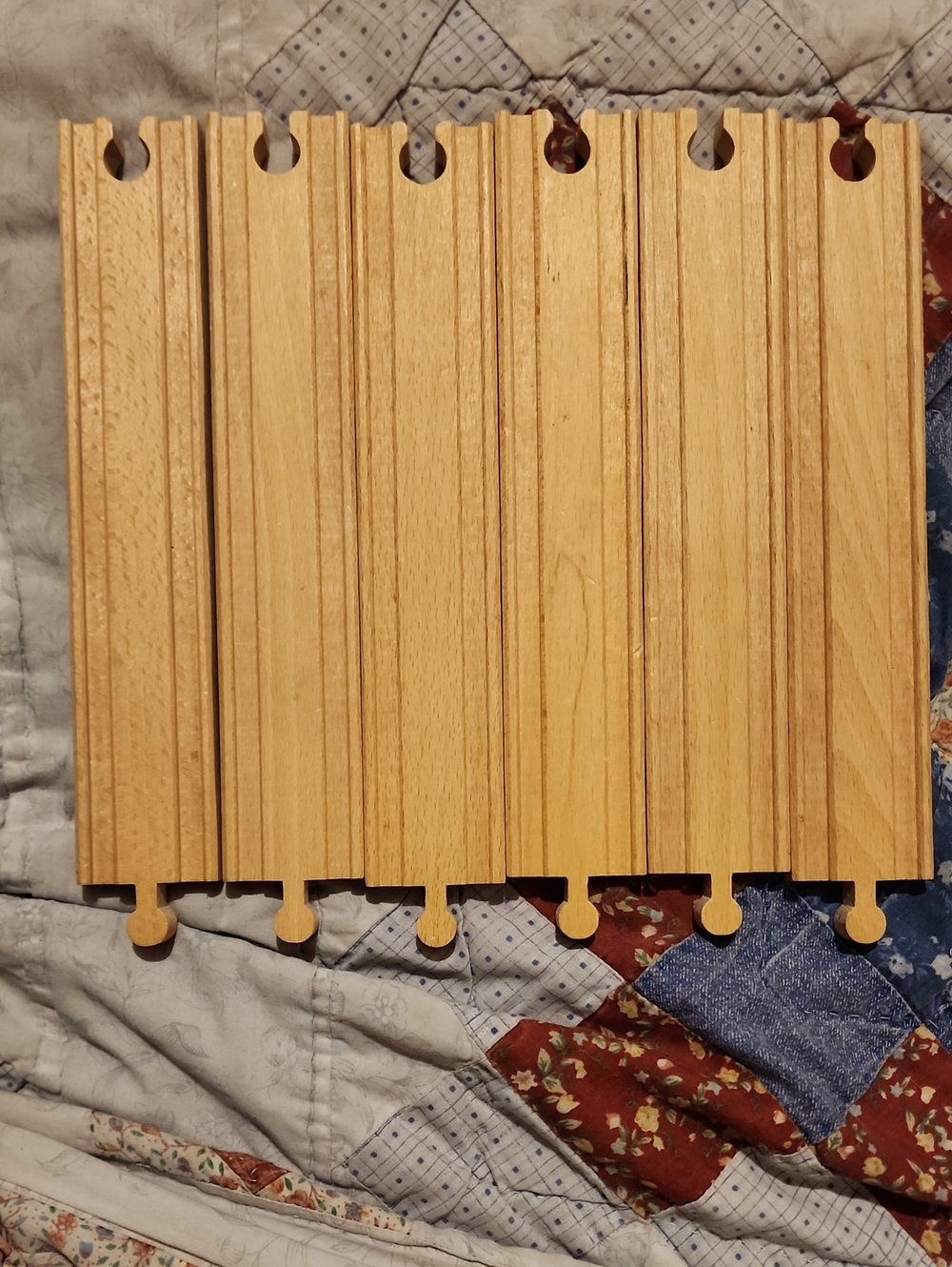 Lot Of Six Brio Vintage Wood Straight 9 Inch Tracks